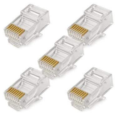 Imagem de Kit 5 conector plug modular rj45 cat6 blindado - IMPORTADA