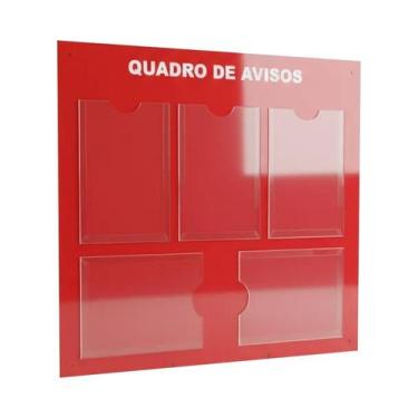 Imagem de Quadro Aviso Gestão Á Vista 5 Displays A4 Acm Vermelho Painel Decorati
