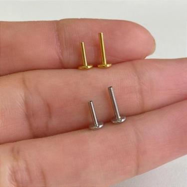 Imagem de Haste labret em aço cirúrgico dourado com rosca interna - 1,2mm - no-b