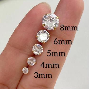 Imagem de Brincos de aço cirúrgico ponto de luz com 4 garras - no-brand