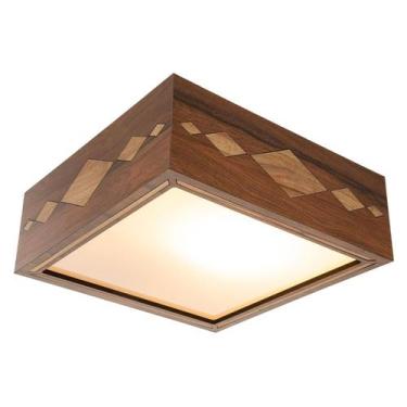 Imagem de Luminária Decorativa Madeira Plafon Maresias Nog 40cm - CREATUS, Pau F