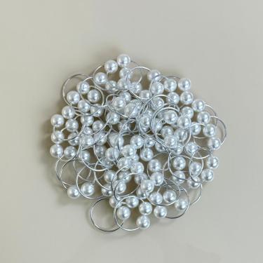 Imagem de Kit 50 Anéis Para Guardanapos 4cm x 3cm Pérola Duplo Grande Mesa Posta - Prata