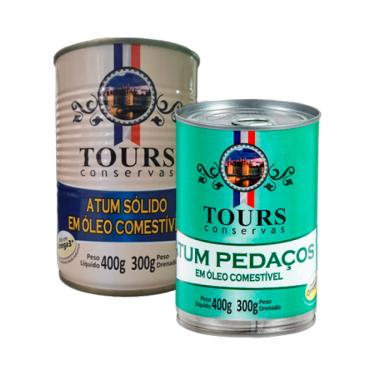 Imagem de Kit 2 Atum em Óleo Tours 400g: Sólido, Pedaços