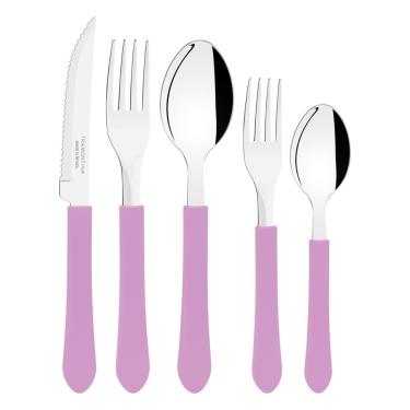 Imagem de Faqueiro Tramontina Leme com Lâminas em Aço Inox e Cabos de Polipropileno Lavanda 20 Peças