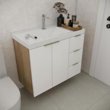 Imagem de Gabinete de banheiro sem cuba vittare 79,6cm estilare gab5003 carvalho