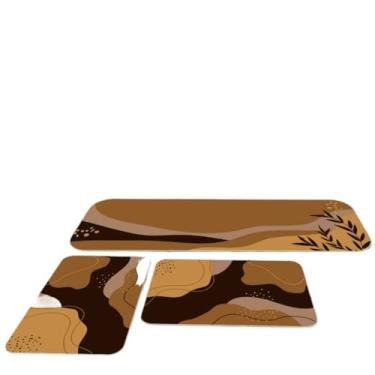 Imagem de Kit 3 Tapetes Para Cozinha Antiderrapante Estampa Folhas Verdes Naturais(01)