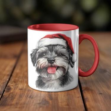 Imagem de Caneca xicara Natal cachorro gorro natalino 25EI (preto)