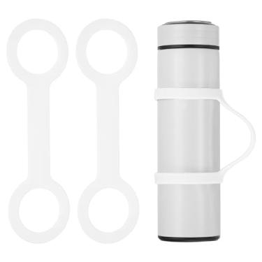 Imagem de Alça de suporte de garrafa de água, 2 peças de silicone macio portátil antiderrapante alça de suporte de garrafa de água para corrida ao ar livre, bicicleta, academia, corrida, transporte, branco