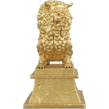 Imagem de Estátua Komainu Cão Leão Japonês Proteção Casa (Cor Ouro)