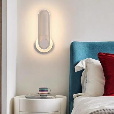 Imagem de Luminária de Parede Moderna com Soquete E27 | Arandela Rose Gold/Preto para Quarto e Sala, Bivolt(KJ52 Branco (30x11x6))