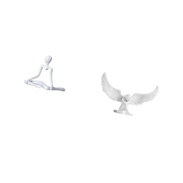 Imagem de Fenteer Estátua de Anjo Pensador Criativo, Estatueta Decorativa, Escultura Abstrata Exclusiva, Ornamento de Resina para Entrada, Quarto, Escritório, Inauguraç
