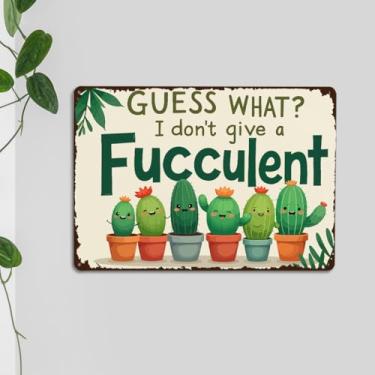 Imagem de Engraçado amante de plantas, presentes de jardinagem para mulheres, decoração de cacto, placa de metal para jardim, quintal, estufa, decoração de parede, plantas, adivinhe o que placas de porta