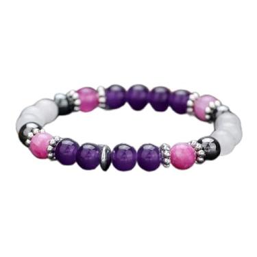 Imagem de Pulseiras de ametista para mulheres e homens, nuvem roxa, hematita, quartzo branco, cristal de cura para ioga, pulseira com contas de pedra natural, feita à mão, com proteção de pedras preciosas
