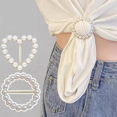 Imagem de 5 peças fivela de cintura lenço de seda fivela feminina moda fivela clipes broche anel fecho para roupas camiseta cachecol lenço de seda