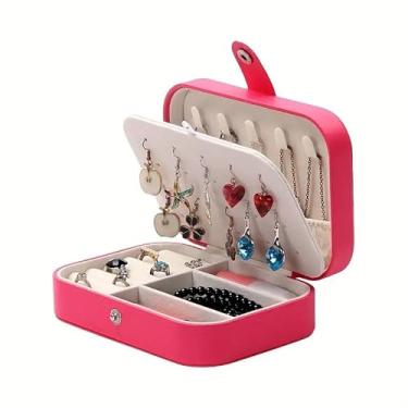 Imagem de Porta Jóias Multi-Função Portátil De Couro Organizador De Duplo Compartimentos Jóia Bijuteria Grande (1,VERMELHO)
