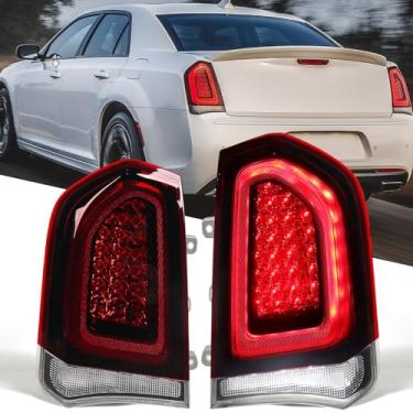 Imagem de FIONE Luzes traseiras de LED completas compatíveis com Chrysler 300C/300 2015-2023Sedan 4Dr estilo de fábrica, acabamento preto, lâmpada de freio traseira, motorista esquerdo + lado direito do