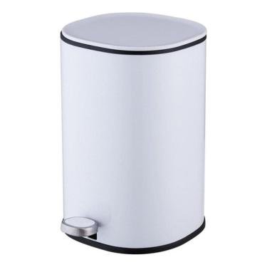 Imagem de Lixeira De Metal Cilindro Branca Com Pedal 5 Litros