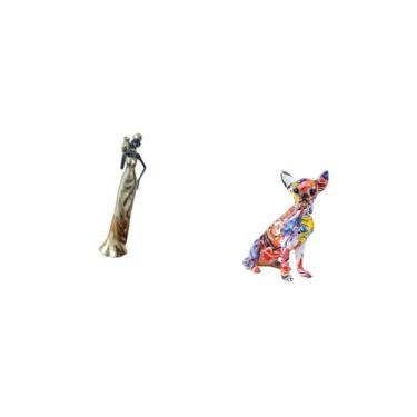 Imagem de Fenteer Escultura de Tribal Africana com Estatueta de Cachorro Colorida, Multicolorida E Leve, para Decoração de Casa, Hotéis E Salas de Estar.