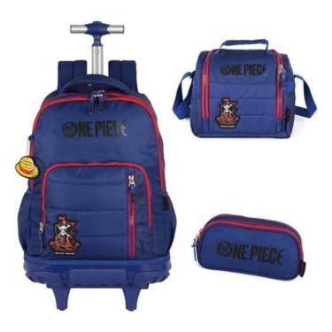 Imagem de Kit Mochila Rodinhas Estojo E Lancheira  One Piece