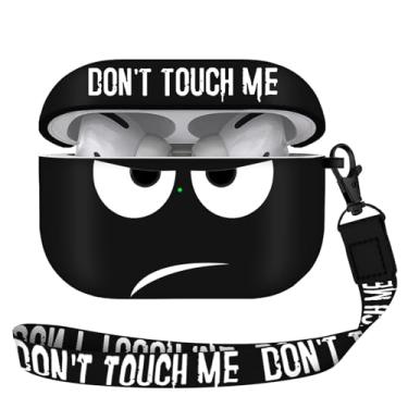 Imagem de Capa compatível com Airpods Pro 3 (2025), Don't Touch Me para Airpods Pro 3ª geração, capa com cordão de silicone macio, linda capa à prova de choque para mulheres e homens, preta