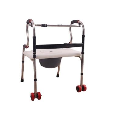 Imagem de Winner.med Andador Dobrável Com Rodas, Assento e Comadre, Estrutura em Alumínio, Apoios Anatômicos, Para Mobilidade e Auxílio na Locomoção