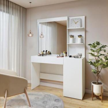 Imagem de Penteadeira Camarim 100 MDF Londres New Branco Acetinado - Mavaular