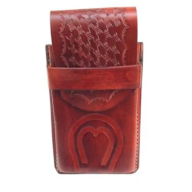 Imagem de Capa Para Celular De Couro Artesanal, Bainha com Design Texturizado, Disponível em Preto, Marrom, Havana e Natural Feito à Mão em Couro Legítimo (Havana)