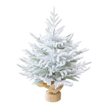 Imagem de Baoblaze Mini árvore de Natal para mesa, com galhos densos e aparência realista. Ideal para decoração de lojas e hotéis durante as festas de fim de ano, Flocos de Neve
