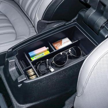 Imagem de TACORBO Organizador de console central compatível com Ford Escape 2020 2021 2022 2023 e 2021 2022 2023 Bronco Sport Accessories, CX430 bandeja de inserção de 4 portas, caixa de armazenamento secundária para apoio de braço, acabamento preto