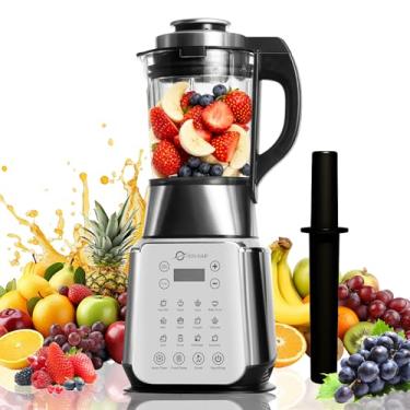 Imagem de Liquidificadores de vidro para cozinha – Liquidificador profissional de aço inoxidável para motor de smoothies de 1500 W, combo de processador de alimentos, 9 velocidades ajustáveis, 14 programas