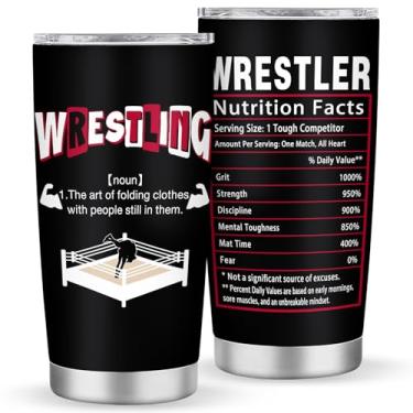 Imagem de Grawmise Presentes de luta livre para homens, copo de luta livre de 590 ml, lembrancinhas legais de festa de luta livre, presente de agradecimento de aniversário de Natal para lutadores