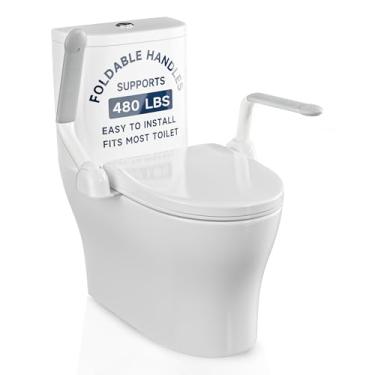 Imagem de Gettati Trilhos de segurança de vaso sanitário para idosos, corrimão de vaso sanitário resistente, alças de assento resistentes de alumínio suportam até 217 kg, apoio de braço de segurança de banheiro