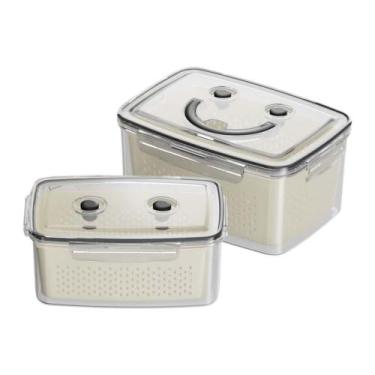 Imagem de kit 2 Potes Porta Alimentos com Escorredor 1500 ml e 3 Litros - Plug L