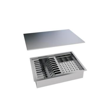 Imagem de Escorredor Calha Úmida Quadrada Canal Equipado Escorredor Louça Inox c