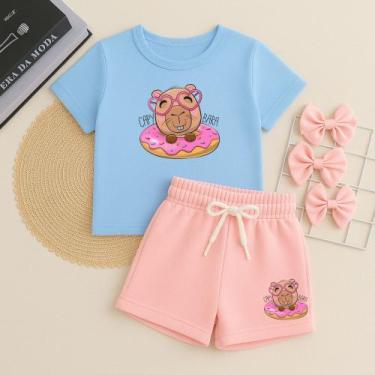 Imagem de Conjunto Infantil Feminino Estampa Capivara Donuts 631 Roupa de Menina