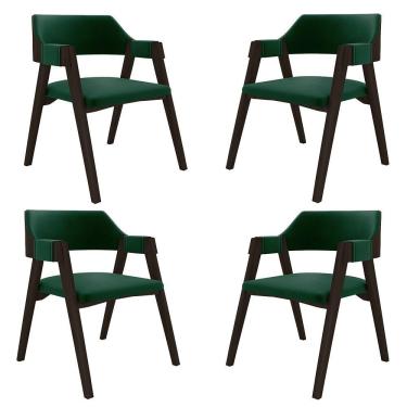 Imagem de Kit 4 Cadeiras Sala De Jantar E Jogos Carteados Madeira Maciça Poker Veludo Verde-capuccino G42 - Gran Belo