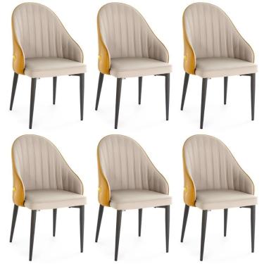 Imagem de Kit 6 Cadeiras De Jantar Estofada Design La Martina - Bege