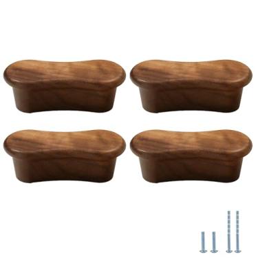 Imagem de Evionlin 4 puxadores de gaveta de madeira de nogueira de 7 cm puxadores de armário de madeira para puxadores de cômoda de cozinha ou quarto