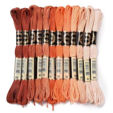 Imagem de Fio dental bordado, cor arco-íris, 12 novelos por pacote, fios de ponto cruz, pulseiras da amizade, fio dental, fio dental, laranja
