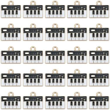 Imagem de SUNNYCLUE 1 caixa, 60 peças, pingentes de piano a granel para música, esmaltado, metal, dourado, musical, notas temáticas, preto e branco, pingentes pendentes para fazer joias, pulseira faça você