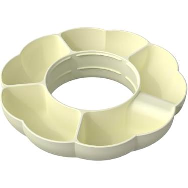 Imagem de Bandeja Petisqueira de Silicone com 5 Divisórias para Copo Térmico, Suporte para Lanches, Cor Bege, 20,4 x 4,4 cm