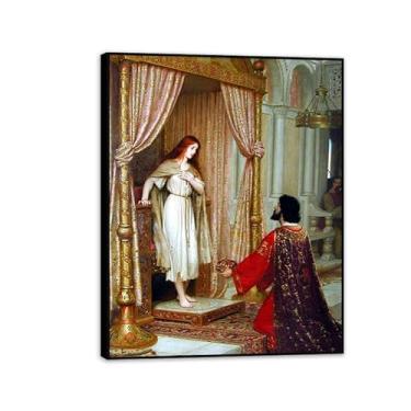 Imagem de Edmund Leighton impressão em tela O rei e a empregada mendigo por Reproduções de pinturas famosas Edmund Leighton pôster arte de parede para sala de estar quarto decoração de parede 90 x 70 cm