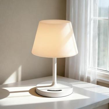 Imagem de Candeeiro de mesa operado por bateria ao ar livre, lâmpada de chuveiro impermeável IP54, lâmpada recarregável sem fio de 4000 mAh, 3 temperaturas de cor regulável, luminária de mesa de toque pequeno