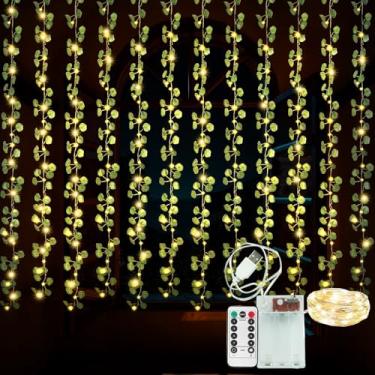Imagem de 12 peças de plantas falsas de videiras de hera sintética, guirlanda de videira artificial com luz de fada, 100 luzes de LED com controle remoto, trepadeiras falsas penduradas para casa, quarto, jardim
