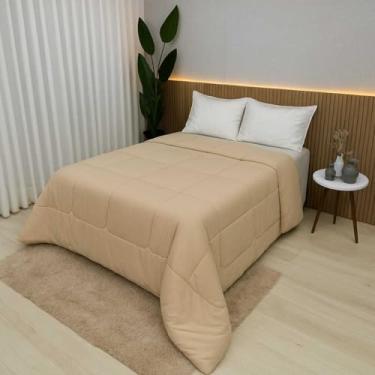 Imagem de Edredom Casal e King 100% Algodão 400 Fios Dupla Face Grosso para Inverno – Antialérgico e Aconchegante (Bege,King)