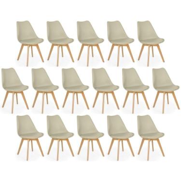 Imagem de Conjunto 16 Cadeiras De Jantar Eames Wood Leda Design Estofada - Nude