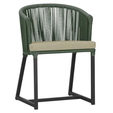 Imagem de Cadeira De Jantar Noronha Alumínio Preta E7 Trama  Verde