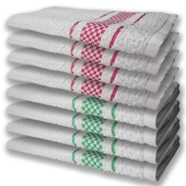 Imagem de 8 Panos De Prato Atoalhado Felpudo Premium 4 Rosa 4 Verde