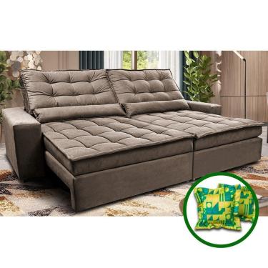 Imagem de Sofá Retrátil E Reclinável 3,12m Molas Ensacadas Cama Inbox Catar Velusoft Castor