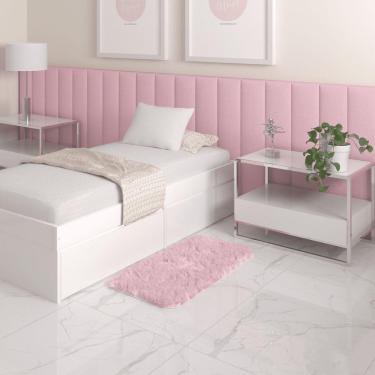 Imagem de Tapete Sala Felpudo Peludo Rosa Bebe 50 X 100 Cm